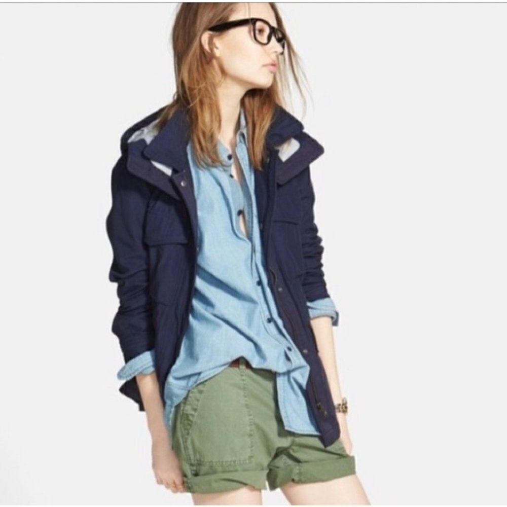 Madewell Fieldwalk Winter Jacket Small Navy Blue Hooded Lightweight B9380